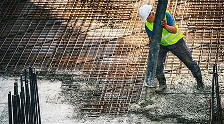 Concrete works on a construction site